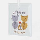 All you need is meow Valentine cats ガラスオーナメント (正面左)