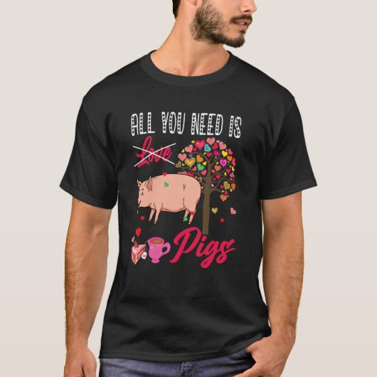 All You Need Is Pigs Valentine's Day Hearts Farmer Tシャツ (正面)