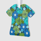 Allana Garden Hawaiian Floral Aloha Shirt- Blue オーナメント (正面)