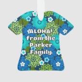 Allana Garden Hawaiian Floral Aloha Shirt- Blue オーナメント (裏面)
