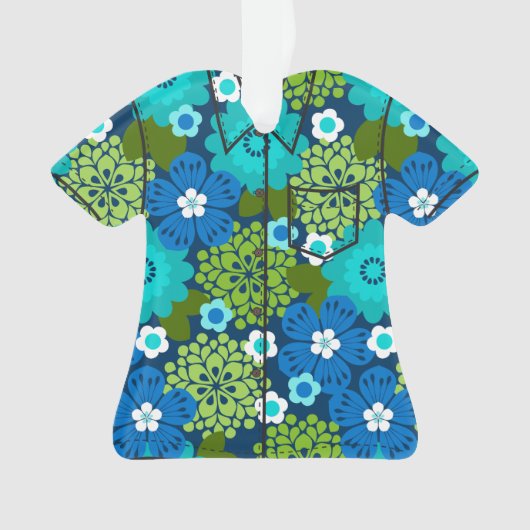Allana Garden Hawaiian Floral Aloha Shirt- Blue オーナメント (正面)