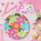 Allana Garden Hawaiian Graphical Floral - Brights ペーパープレート (パーティー)