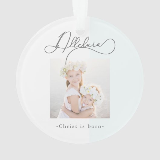 Alleluia Christが写真生まれのエレガントクリスマス オーナメント (裏面)