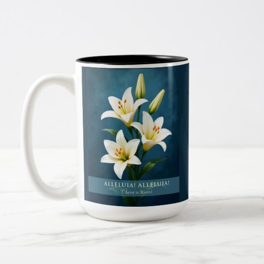 Alleluia Christ Is Risen Easter Faith Gift ツートーンマグカップ (左)