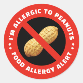 Allergic to peanuts sticker for food alert ラウンドシール