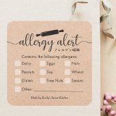Allergy Alert Allergens Warning Kraft Rolling Pin スクエアシール