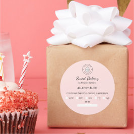 Allergy Alert Bakery Custom Logo Pink ラウンドシール