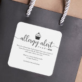 Allergy Alert Warning Cupcake Minimalist Bakery スクエアシール