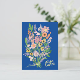 Alles Gute Wildblumen süß Gouache Glückwunsch ポストカード