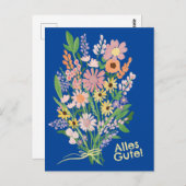 Alles Gute Wildblumen süß Gouache Glückwunsch ポストカード (正面/裏面)