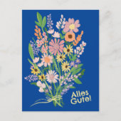 Alles Gute Wildblumen süß Gouache Glückwunsch ポストカード (正面)