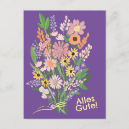 Alles Gute Wildblumen süß Gouache Glückwunsch ポストカード