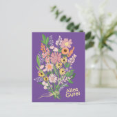 Alles Gute Wildblumen süß Gouache Glückwunsch ポストカード (スタンド正面)