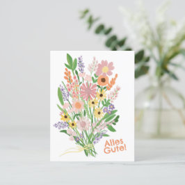 Alles Gute Wildblumen süß Gouache Glückwunsch ポストカード