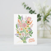 Alles Gute Wildblumen süß Gouache Glückwunsch ポストカード (スタンド正面)