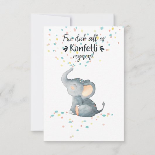 Alles Gute zum Geburtstag Elefant streut Konfetti (正面)