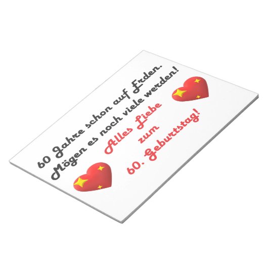 Alles liebe 60. Geburtstag-Spruch ノートパッド (アングル)