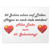 Alles liebe 60. Geburtstag-Spruch ノートパッド (正面)