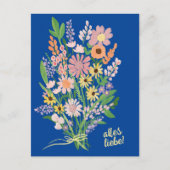 Alles Liebe Wildblumen süß Gouache Glückwunsch ポストカード (正面)