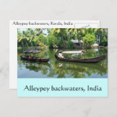 Alleypeyの背水、インド ポストカード (正面/裏面)