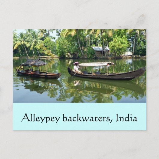 Alleypeyの背水、インド ポストカード (正面)