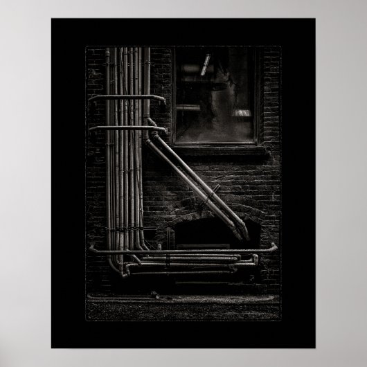 Alleyway Pipes No 2 with Border ポスター (正面)