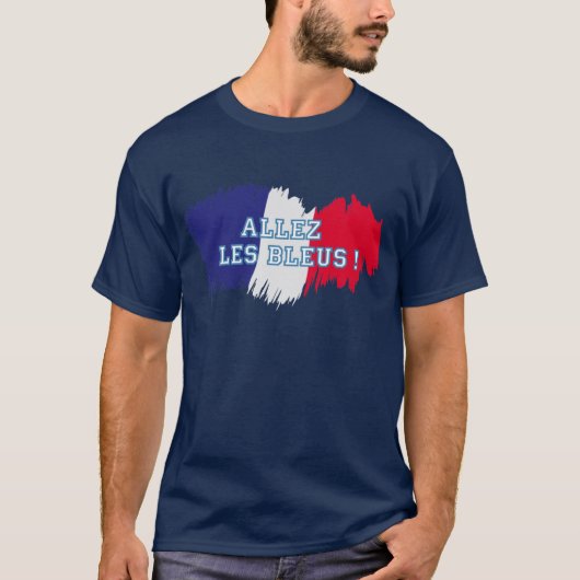 "Allez lesブルー"のフランスのなサッカーチームサポータ Tシャツ (正面)