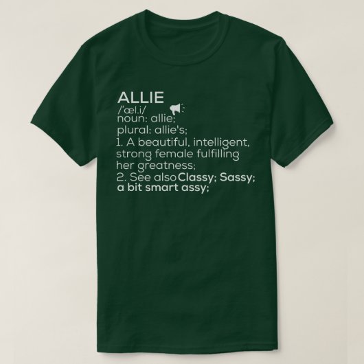 Allie名Allie定義Allie女性名Alli Tシャツ (デザイン正面)