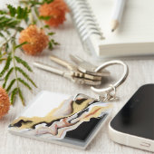 Alligare Abstract Gold Black White Fluid Art キーホルダー (正面右)