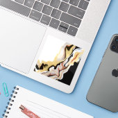 Alligare Abstract Gold Black White Fluid Art シール (ノートパソコンとiPhone)