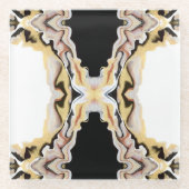 Alligare Golden Abstract Acrylic Fluid Art ガラスコースター (正面)