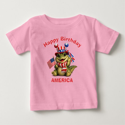 Alligator (3e) Patriotic Kid T-Shirt ベビーTシャツ (正面)