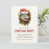 Alligator a Santa Hat Pointsettiasクリスマスパーティー 招待状 (スタンド正面)