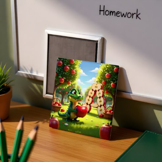 Alligator Andy – Kids Art Magnet - Apple マグネット