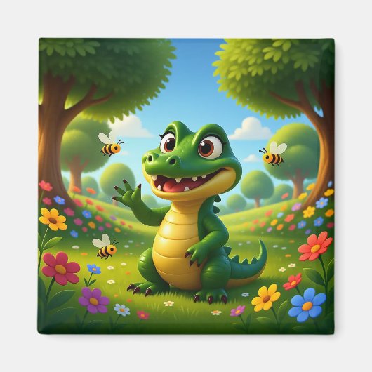 Alligator Andy – Kids Art Magnet - Hello Bees マグネット (正面)