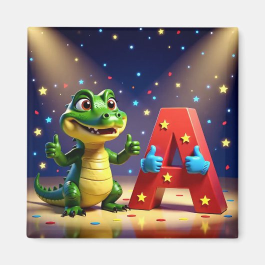 Alligator Andy -  Thumbs up – Kids Art Magnet マグネット (正面)