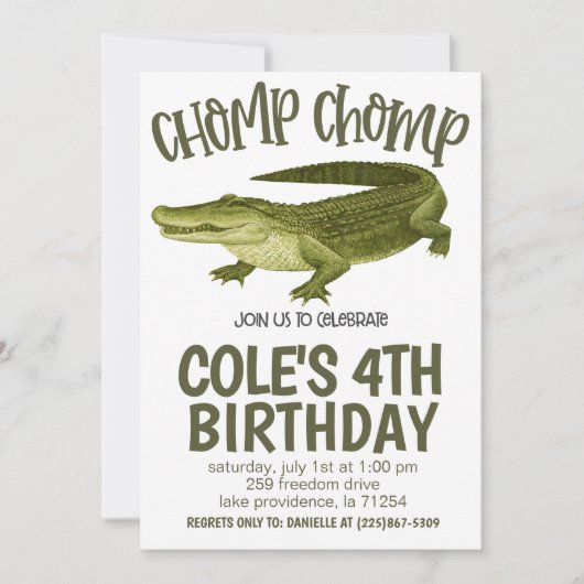Alligator Birthday Party Invitation 招待状 (正面)