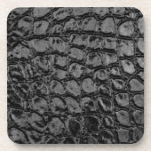 Alligator Black Faux Leather コースター (正面)