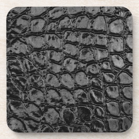 Alligator Black Faux Leather コースター (正面)
