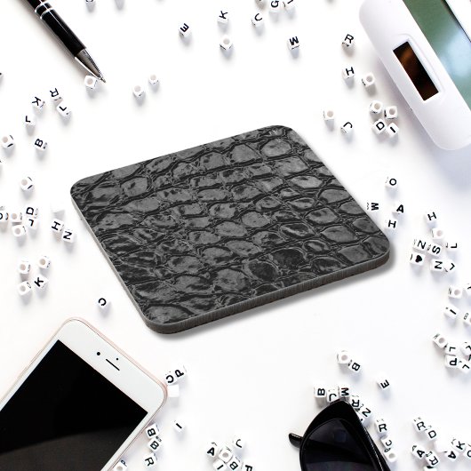 Alligator Black Faux Leather コースター