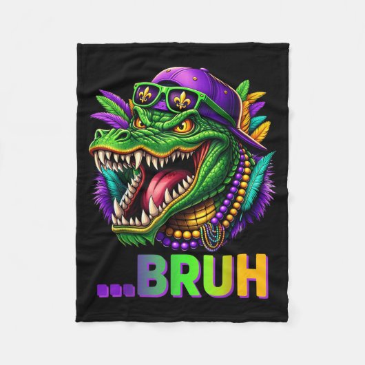 Alligator Bruh Mardi Gras Costume Men Women Kids  フリースブランケット (正面)