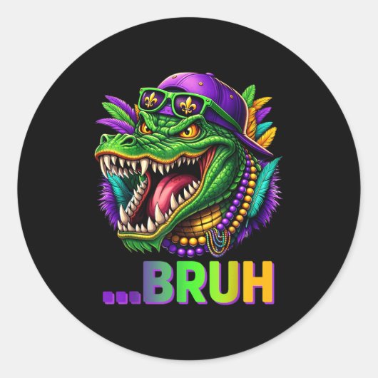 Alligator Bruh Mardi Gras Costume Men Women Kids  ラウンドシール (正面)