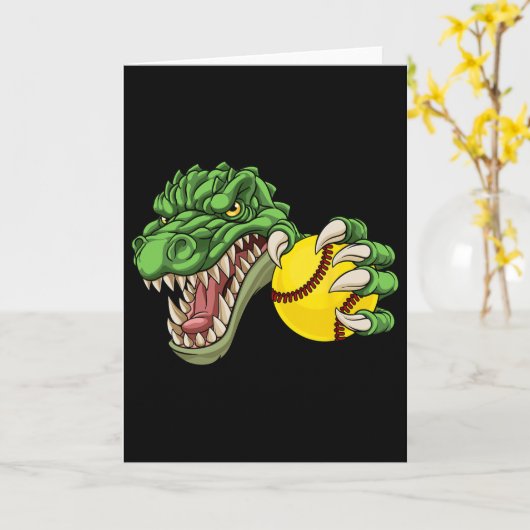 Alligator Crocodile Dinosaur Softll Character  カード (黄色い花)