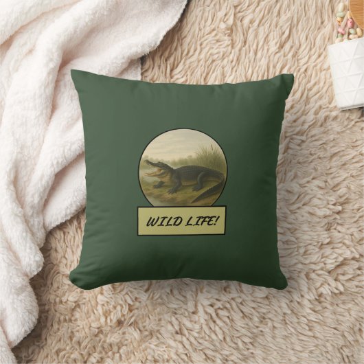 Alligator Dark Green Pillows クッション (ブランケット)
