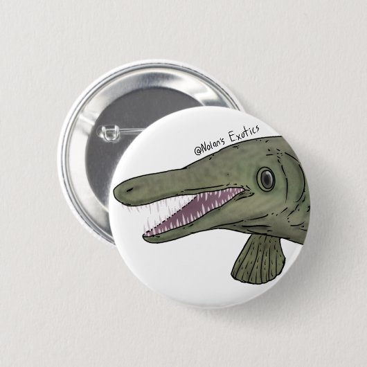 Alligator gar pin 缶バッジ (正面&裏面)