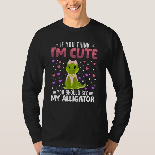 Alligator Heart Valentine's Day Animal For Womens  Tシャツ (正面)