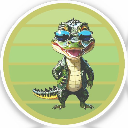 alligator in fashion シール (正面)