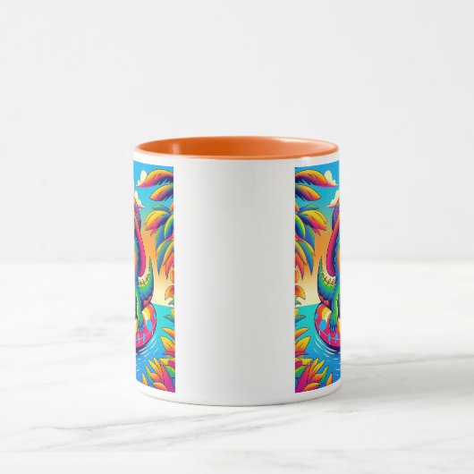 Alligator joyeux en bouée. マグカップ (中央)