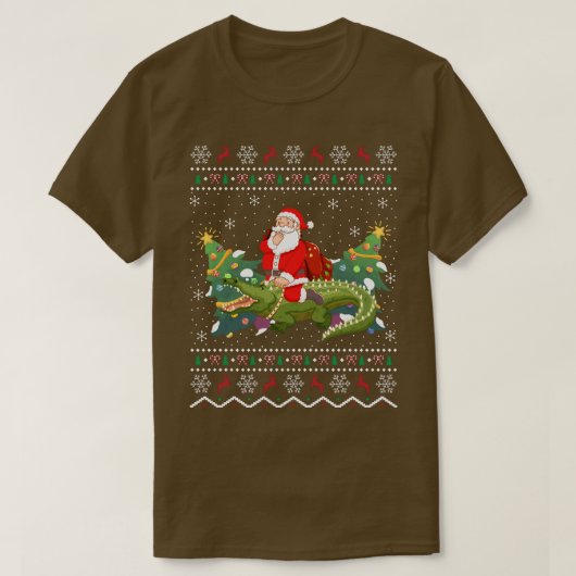 Alligator Lover Gift Ugly Santa Riding Alligator C Tシャツ (デザイン正面)