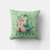 Alligator Pillow – Jungle Letter A – Custom Name  クッション (正面)